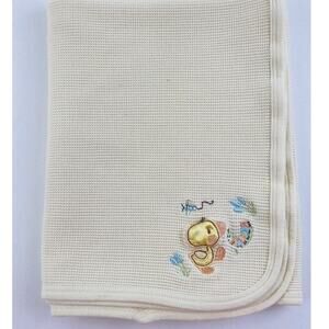 Starting Out Yellow Duck Baby Receiving Blanket Thermal Waffle Weave Caterpillar